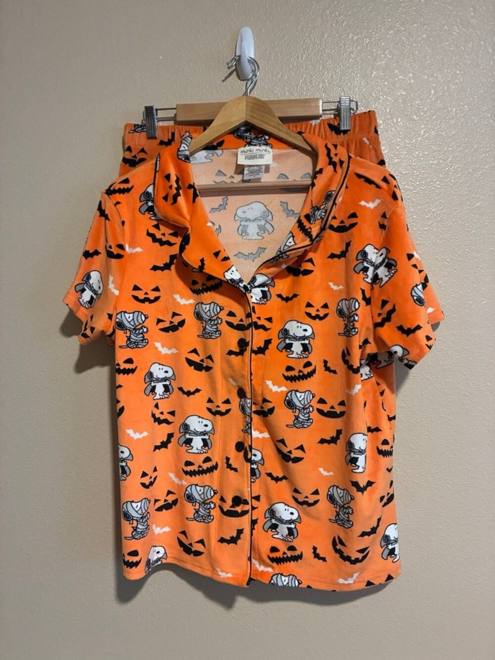 Munki Munki Peanuts Snoopy Halloween Pajama Shorts Set Size Medium Women's